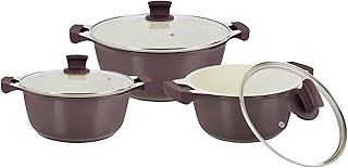 Batterie de cuisine en céramique antiadhésive prestige 6 pièces en fonte d'aluminium, violet