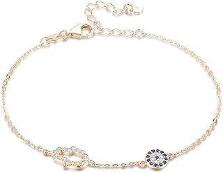 Bracelet kaletine hamsa main de fatima mauvais œil en argent sterling 925 avec