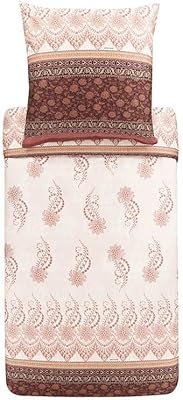 Bassetti oristano 41 9323446 parure de lit en satin de coton mako beige 2 pièces avec fermeture éclair 155 x 220 cm / 80 x 80 cm. Diaytar : Le e-commerce qui respecte votre budget