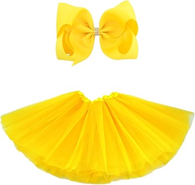 Pgfks jupe tutu en tulle 5 couches pour filles avec nœud et cravate