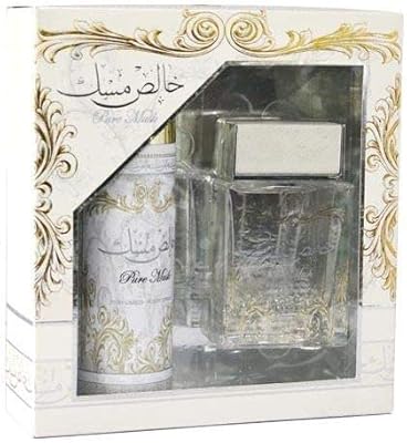 Coffret cadeau de parfum pure musk de lattafa pour unisexe, 100 ml, eau