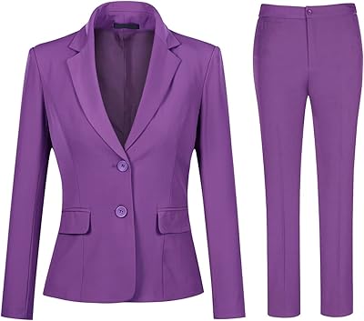 Costume de bureau deux pièces coupe ajustée pour femme avec ensemble pantalon blazer