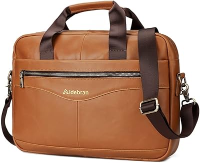 Aldebran® sacoche pour ordinateur portable en cuir de vachette véritable pour homme 14"