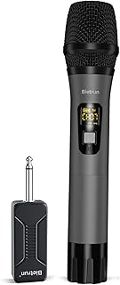 Microphone sans fil, kit de système de microphone dynamique portatif uhf avec récepteur