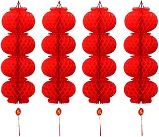 Cordes de lanternes rouges chinoises de bonne année pour la décoration de la maison à suspendre pour la fête du printemps (chaîne de 4, paquet de 4 cordes). Diaytar : Votre shopping, nos meilleurs prix