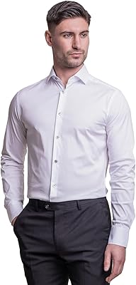 Chemise en coton à manches longues et col classique pour hommes, chemise formelle