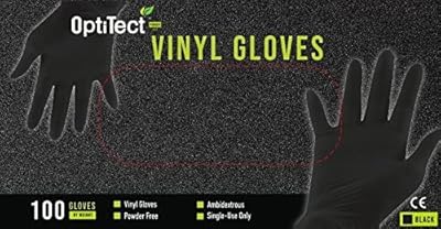 Gants jetables en vinyle opti-tect, sans poudre, non stériles, caoutchouc sans latex, 100
