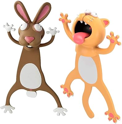 Marque-page au design animal farfelu, 2 pièces marque-pages de dessin animé 3d amusants