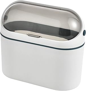 Petite poubelle de comptoir avec couvercle pivotant en plastique, petite poubelle de bureau