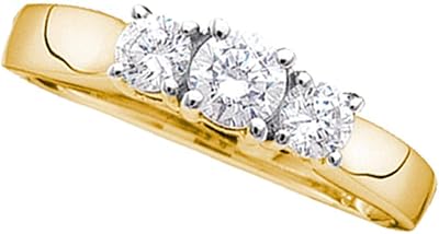Bague de fiançailles de mariage pour femme en or jaune 14 carats