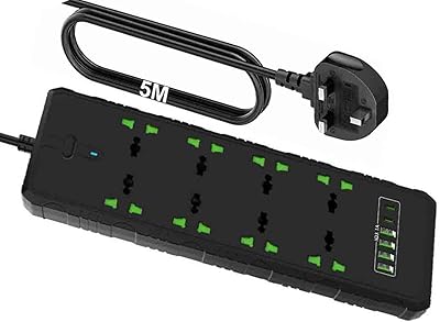 Rallonge d'alimentation 5m adaptateur b1 8 voies 4 ports usb +