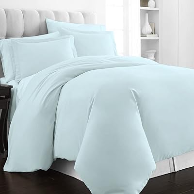 Parure de lit simple en coton bizona 400 fils, bleu bébé, ensemble