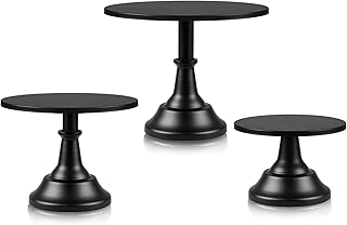 Ensemble de 3 supports à gâteaux ronds en métal noir, support à cupcakes
