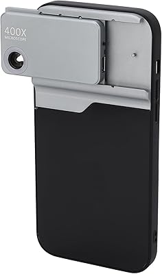 Microscope mobile à lentille binoculaire 400x avec lumière led, étui de téléphone rechargeable