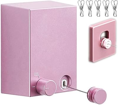 Corde à linge rétractable abhilwy avec housse en abs et aluminium pour extérieur-intérieur