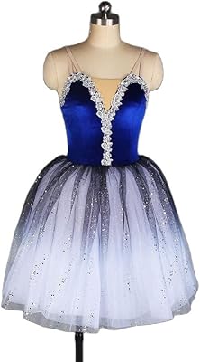Wghjk robe de ballet tutu adulte costume de ballerine en velours bleu marine