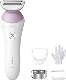 Rasoir électrique philips beauty lady series 6000, sans fil avec 4 accessoires, brl136/00