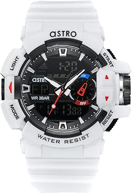 Montre analogique-numérique astro pour homme, cadran noir - a22805-ppwb, blanc, bracelet