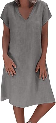 Robe longue à manches courtes et col rond pour femme ❀ t-shirt long