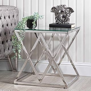 Table d'appoint vanity living, table en verre trempé, table d'appoint de canapé