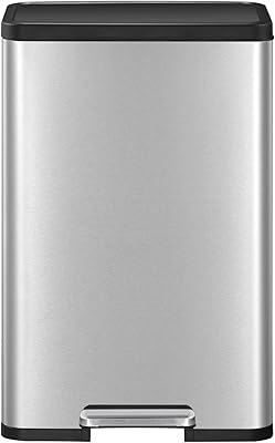 Poubelle recyclable à deux niveaux en acier inoxydable ecorise, 25l + 25l, (ek9355mt-25l+25l)