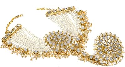 Bracelet multi-rangs de perles zaveri pour femme (or) (zpfk9442), kundan & pearls