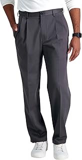 Haggar pantalon extensible classique premium sans repassage pour hommes avec devant plissé