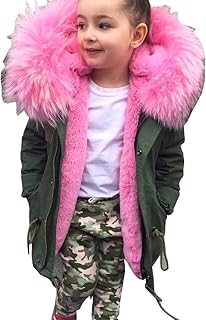 Veste rembourrée pour filles parka manteau matelassé avec capuche en fausse fourrure enfants