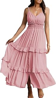 Robe longue décontractée à manches courtes et col en v pour femmes, style