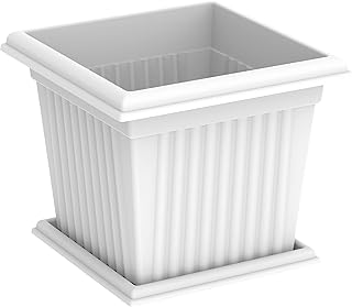 Pot de fleurs carré en plastique cosmoplast avec plateau, capacité 30 litres, couleur