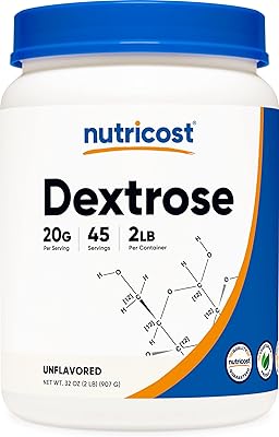 Poudre de dextrose nutricost 2 livres - sans ogm et sans gluten