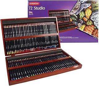 Crayons de couleur derwent, 72 studio, noyau de 3,4 mm, boîte en bois