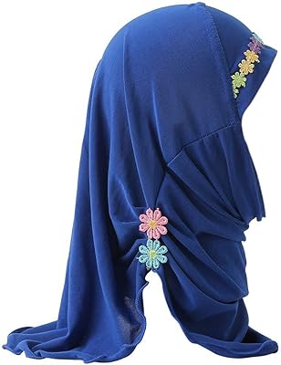 Hijab islamique une pièce pour petites filles à motif floral, foulard islamique