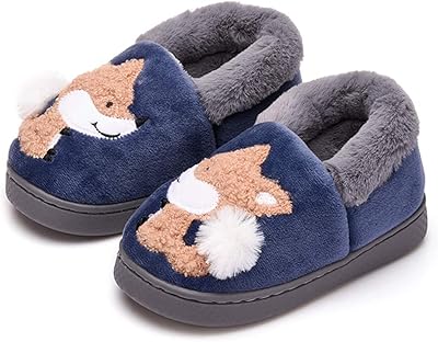 Pantoufles moelleuses pour jeunes garçons et filles, fourrure chaude, motif animal mignon