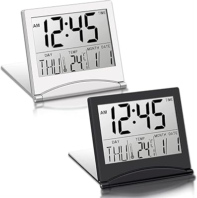 Réveil numérique de voyage 2 pièces calendrier pliable minuterie de température horloge lcd