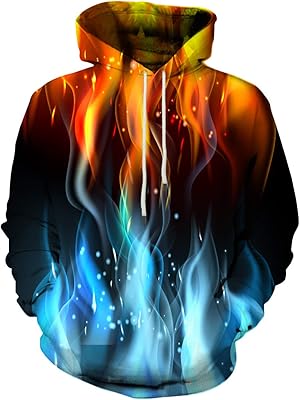 Sweat à capuche unisexe graphique coloré imprimé en 3d avec poche pour hommes
