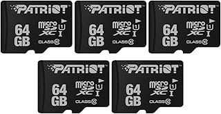 Carte mémoire flash micro sd série patriot memory lx, noire, 64 go