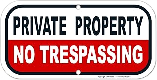 Panneau de propriété privée, panneau d'interdiction d'intrusion, aluminium antirouille 6 x 12, résistant
