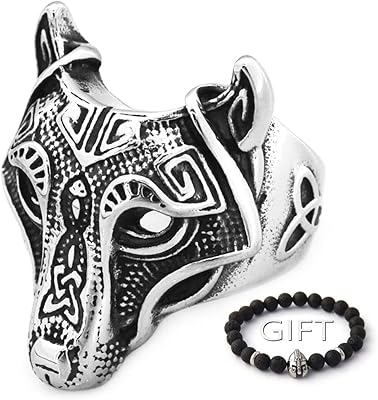 Bague tête de loup fenrir en acier inoxydable 316l design scandinave