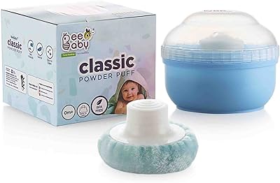 Éponge en poudre baby classic avec récipient pour bébé (bleu) | texture douce.