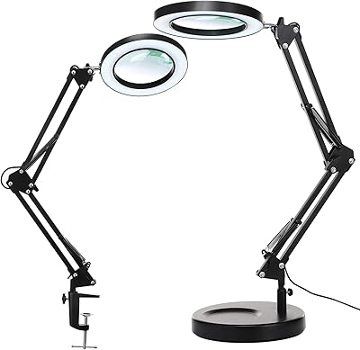 Loupe 10x avec lumière et support, lampe de bureau kirkas 2 en 1
