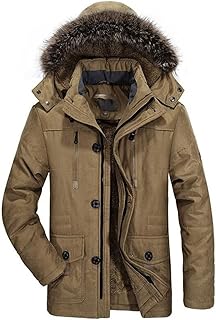 Jenkin vestes d'hiver hommes coton doublé col de fourrure parka manteau décontracté long