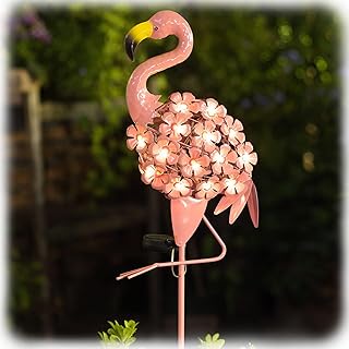 Lumières solaires de jardin en métal flamant rose pour décoration de jardin extérieure