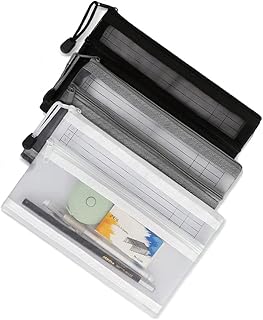 Ensemble de 3 trousses d'examen transparentes, trousse à crayons en maille à fermeture