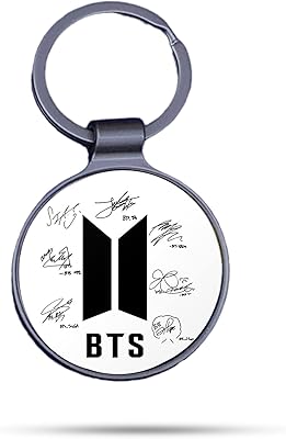 Porte-clés en métal chromé avec logo bts et bannière f&m, 3