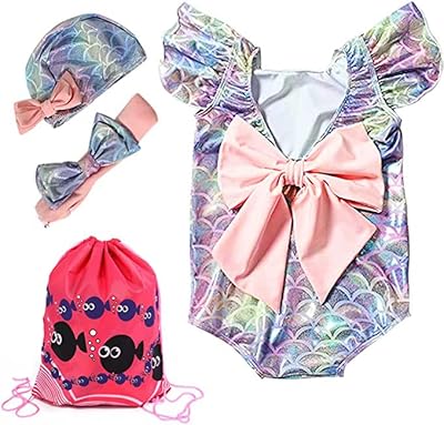 Maillot de bain sirène 4 pièces pour filles, maillot de bain une pièce