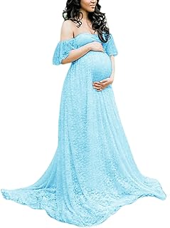 Robe de maternité en dentelle à épaules dénudées pour baby shower et mariage