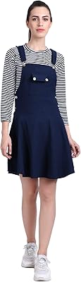 Robe salopette rayée en coton mélangé pour femme avec chemisier de demby garments