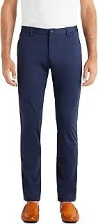 Pantalon confortable et extensible pour homme avec devant droit (bleu marine, 28), bleu