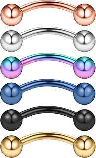 Ruifan 316l anneau à vis chirurgical incurvé en œil de serpent 14g 2-6